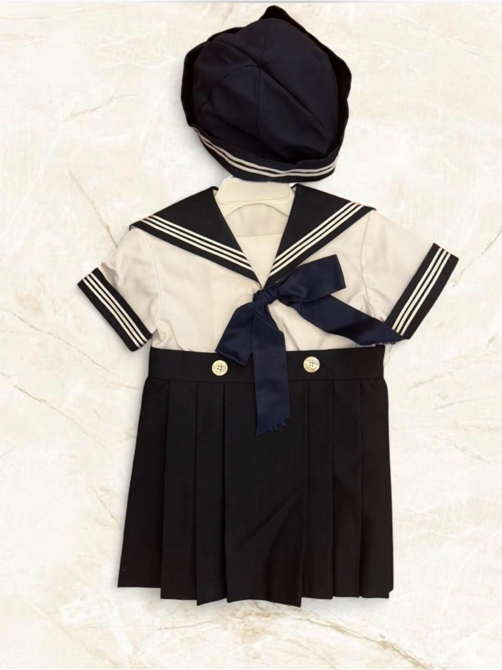 Nautical Navy and White Sailor Dress with Matching Hat Size 12 Months
